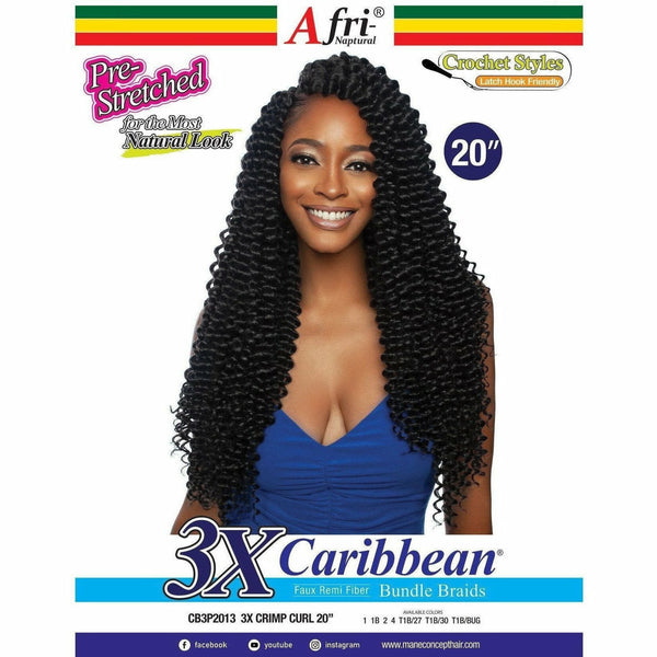 Afri-Naptural: Crochet Braid Caribbean 3X Aruba Curl 14