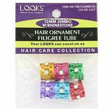 LQQKS Hair Accessories 6pc Assorted with Rhinestones LQQKS: Hair Ornament Filigree Tube - 12MM