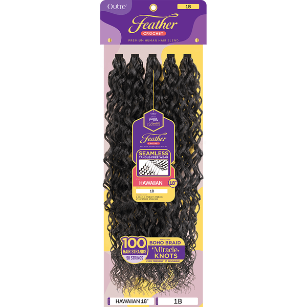Outre Feather Crochet Outre: Purple Pack Brazilian Feather Crochet Hawaiian 18"