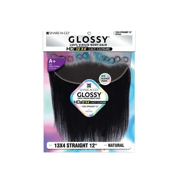 Shake N' Go Virgin Remi Hair NATURAL Shake N' Go: Glossy 13x4 Straight Lace Closure 12"