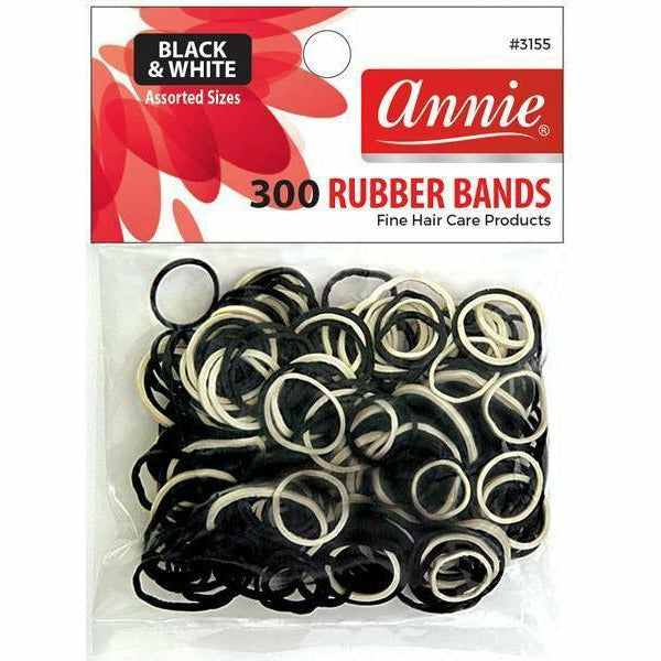 Annie: 300 Black & White Rubber Bands #3155