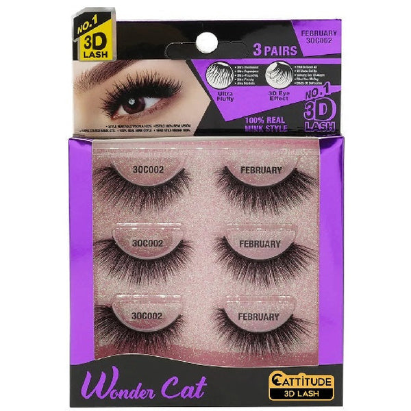 Ebin New York eyelashes EBIN: Wonder Cat Faux Mink 3D Lashes - 3pack