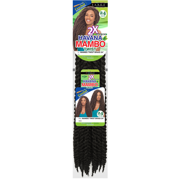 Janet Collection Crochet Hair #1 - Jet Black JANET COLLECTION™: 24" 2X Havana Mambo Twist 100% Kanekalon/Toyokalon