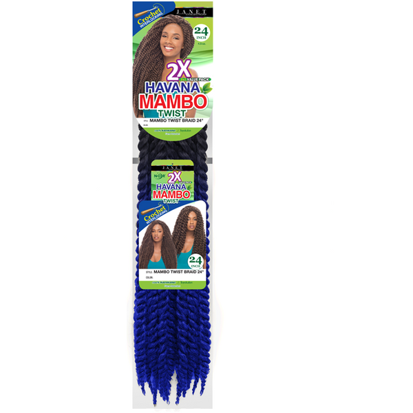 Janet Collection Crochet Hair #OET2/BLUE- Blue Ombre' JANET COLLECTION™: 24" 2X Havana Mambo Twist 100% Kanekalon/Toyokalon