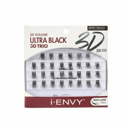 Kiss Cosmetics KPEC02UD - Ultra Black Medium Kiss: i Envy Ultra Black 3D Trio Lash Extensions