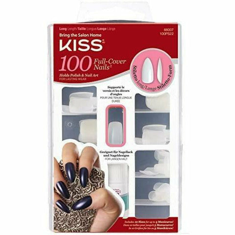 KISS: 100 Long Stiletto Full-Cover Nail Kit #66007
