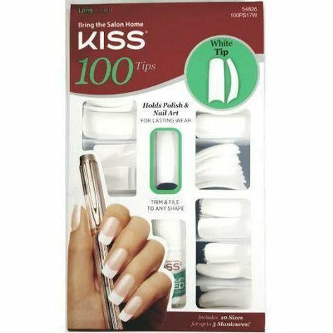 KISS: 100 White Tips (Long) #54826