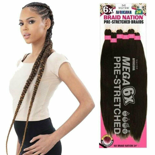 Mayde Beauty Braiding Hair Mayde Beauty: Africana 6x Braid Nation 24" (Pre-Stretched)