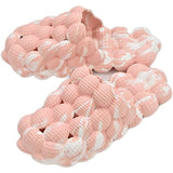 Misa Slippers WHITE/PINK / 7 Bubble Slides Massage Slippers for Women Men, Soft Stress Relief Pillow Slides Slippers