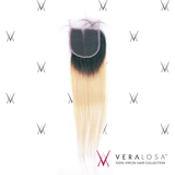 Vera Losa™ Virgin Human Hair 14" / #1B/613 Vera Losa™ Pre-Bleached 4x4 Swiss Lace Closure - Straight #1B/613